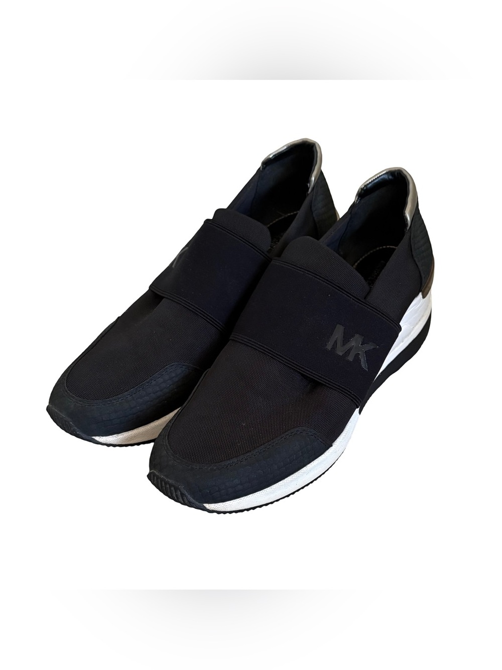 Michael Kors Black and White Slip-On Logo Sneakers for women